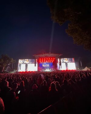 RAYE Instagram - so grateful to open for @taylorswift so grateful for the festivals and shows, so grateful people actually turn up to see us now, so grateful to be a musician, so grateful instagram let me add more pictures in my dump 🎺🥹🥰 
big kiss from me ❤️
