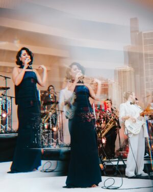 RAYE Instagram - so grateful to open for @taylorswift so grateful for the festivals and shows, so grateful people actually turn up to see us now, so grateful to be a musician, so grateful instagram let me add more pictures in my dump 🎺🥹🥰 
big kiss from me ❤️