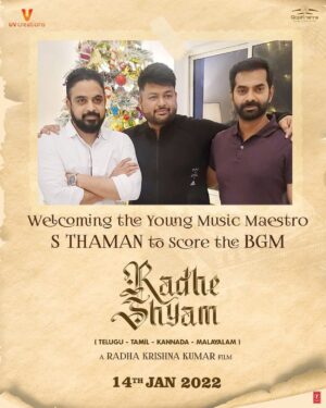 Radha Krishna Kumar Instagram - Welcoming the young music maestro @musicthaman Anna into the world of #Radheshyam to create the musical world.