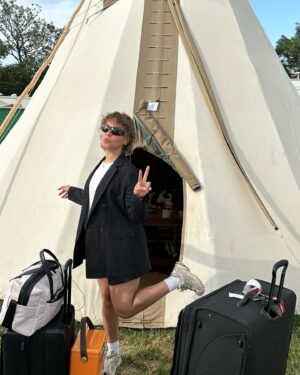 Raff Law Instagram - Glastonbury crew kept it real and massive as ever. 
All my love goes out to Mulberry for the hospitality and for the bag that kept all my bits safe 🤙🏽

Another one in the bagggg
See you next year. 

@mulberryengland 
#mulberryengland