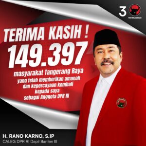 Rano Karno Instagram - Terima kasih! 
149.397 masyarakat Tangerang Raya yang telah memberikan amanah dan kepercayaan kembali kepada saya sebagai Anggota DPR RI 2024-2029.

#RanoKarno
#DPRRI2024-2029
#JelasLebihBaik