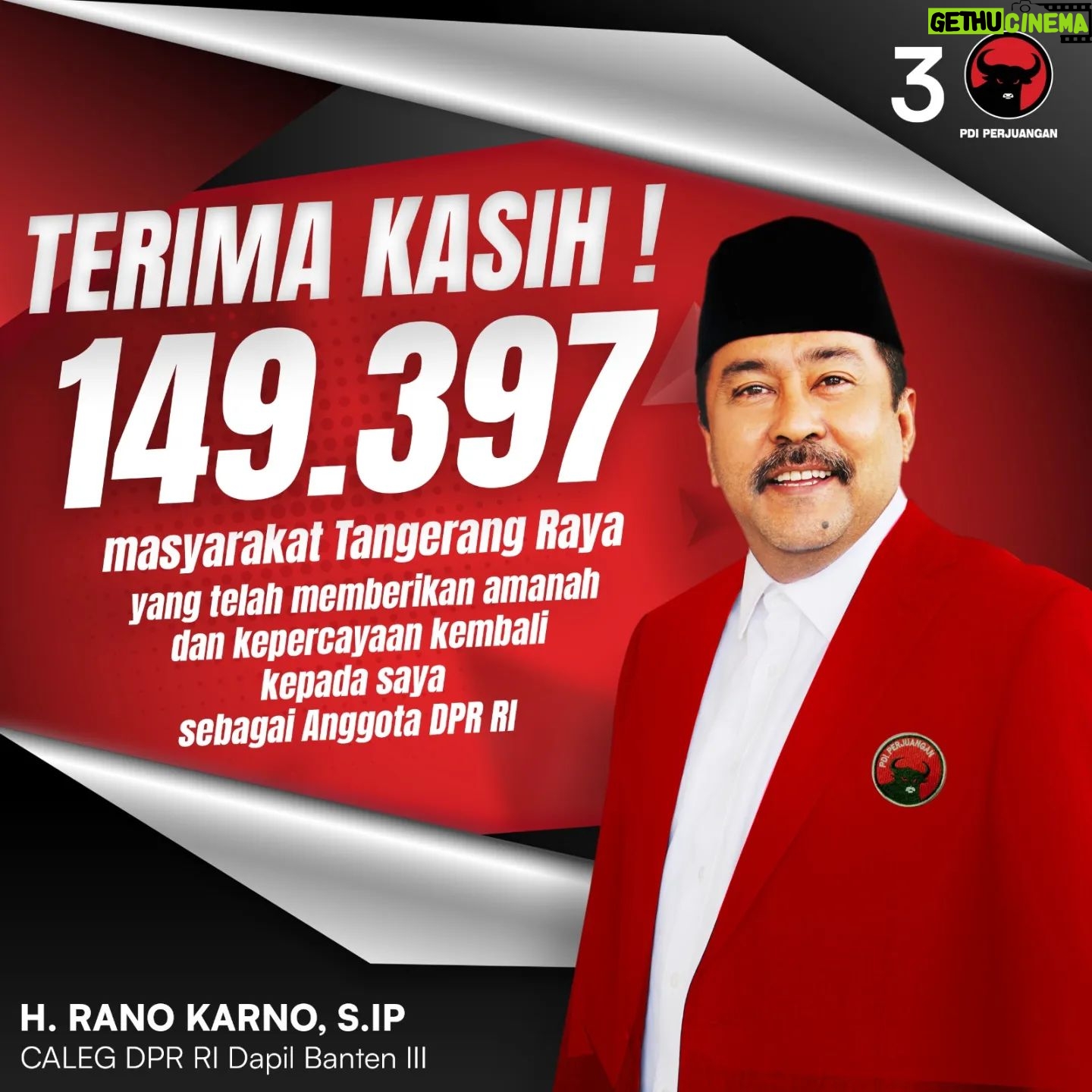 Rano Karno - 14.4K Likes - Terima kasih!
149.397 masyarakat Tangerang Raya yang telah memberikan amanah dan kepercayaan kembali kepada saya sebagai Anggota DPR RI 2024-2029.
#RanoKarno
#DPRRI2024-2029
#JelasLebihBaik