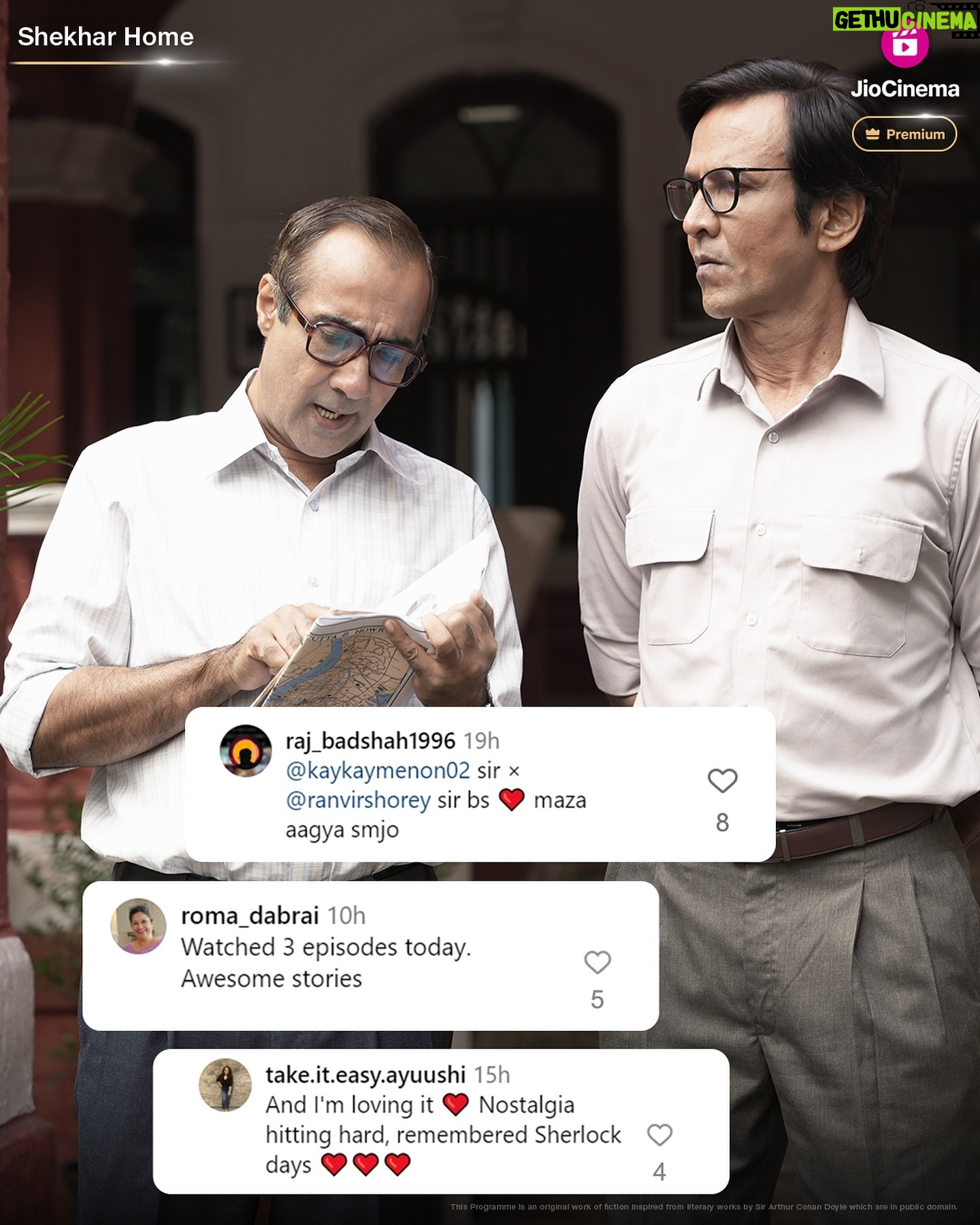 Ranvir Shorey - 3.9K Likes - Crime solving so good, everyoneās building a strong case for detective Shekhar Home. š
All episodes of #ShekharHome are streaming now exclusively on JioCinemaĀ Premium.
@kaykaymenon02 @ranvirshorey
@rasikadugal @iamkirtikulhari
#ShekharHomeOnJioCinema #JioCinemaPremium