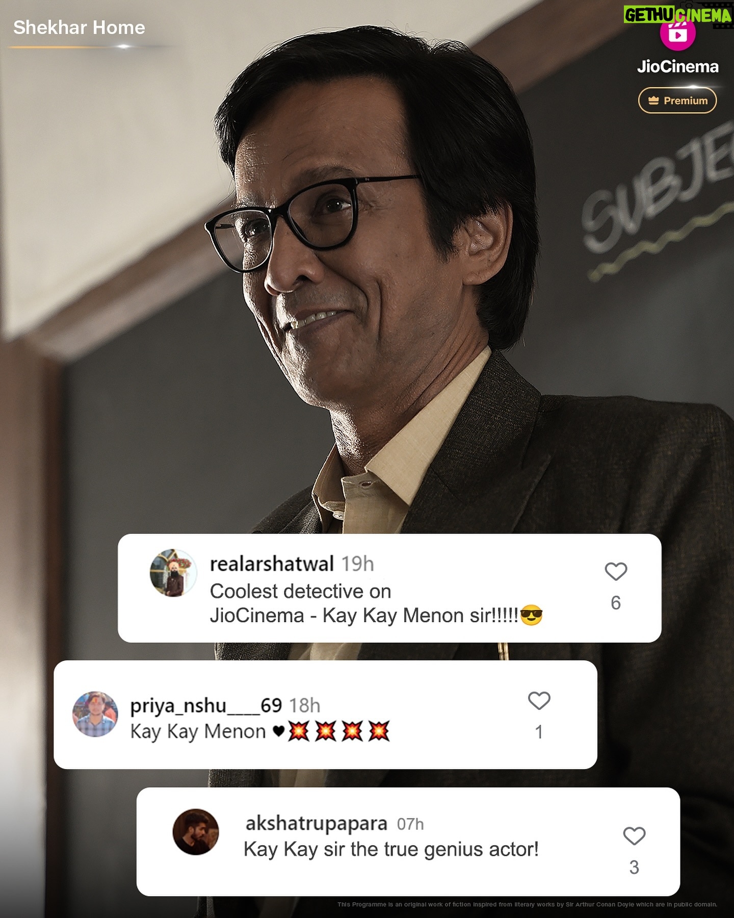 Ranvir Shorey - 3.9K Likes - Crime solving so good, everyoneās building a strong case for detective Shekhar Home. š
All episodes of #ShekharHome are streaming now exclusively on JioCinemaĀ Premium.
@kaykaymenon02 @ranvirshorey
@rasikadugal @iamkirtikulhari
#ShekharHomeOnJioCinema #JioCinemaPremium