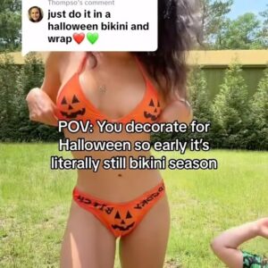 Rebecca Victoria Hardy Instagram - Gettin it done 1 way or another ! 😤 

#halloween #halloweendecor #alt #goth #spooky #bikini