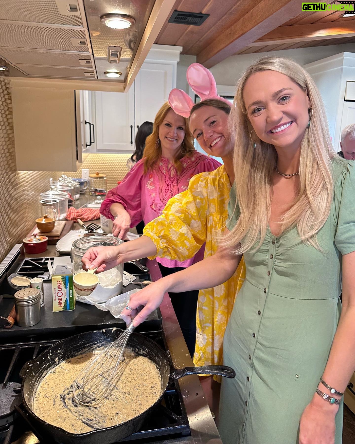 Ree Drummond - 101.4K Likes - Easter at Chuck & Nan’s house, the way it’s always been. We miss them, they loved Easter. But so great to be together—our big, wacky crew. We skipped the ham and sides and wound up doing biscuits and gravy on paper plates. Maybe paper plates are why I’m smiling in these pics? 😂 Happy Easter, friends! ❤️