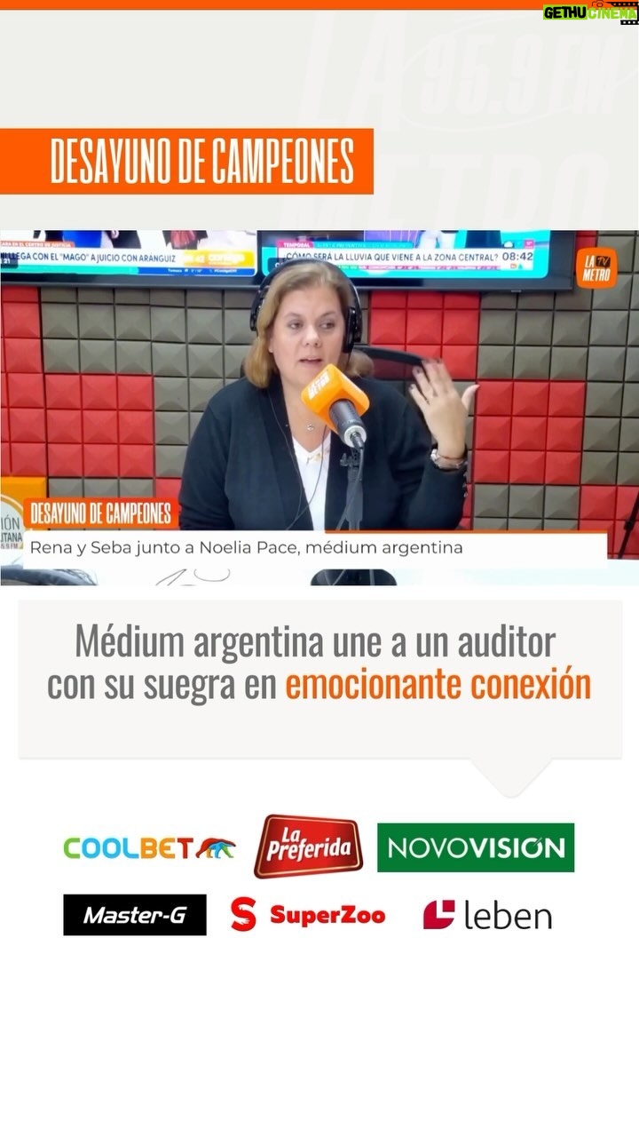 Renata Bravo - 3.6K Likes - Hoy en el #DesayunoDeCampeones 🍳🍏 tuvimos la visita de la destacada médium argentina @noeliapacelamediumoficial, en el marco de su evento en nuestro país denominado "Mediumnidad" ⚖️🇨🇱 que se realizará este jueves 1 de agosto en @teatrosangines
En este capítulo, Noelia pudo unir a un auditor con su suegra en una emotiva conexión 😱👏🏻
Desayuno De Campeones es presentado por @mastergchile, @coolbetchile, @superzoo.cl, @lapreferidacl, @novovision.cl y @lebengrupoinmobiliario 💪🏻 Escúchanos de lunes a viernes de 08 a 10 de la mañana en la 95.9FM en Santiago 📻, lametrofm.cl, en el canal 184 de Zapping 📡 y en nuestro canal de Youtube: La Metro TV 📺
#Médium #Argentina #Conexión #DesayunoDeCampeones #RenataBravo #SebastianPuga #LaMetro #MeVoyALaMetro