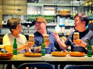 Reuben Kang Instagram - Celebrating with the team after wrapping a great shoot with a delicious meal paired with the perfectly balanced pint of Carlsberg.  Here's to a perfect blend of teamwork!

For  21  , non-Muslims only. If you drink, don’t drive.

@CarlsbergMY 
#CarlsbergMY #BestWithCarlsberg #CelebrateResponsibly