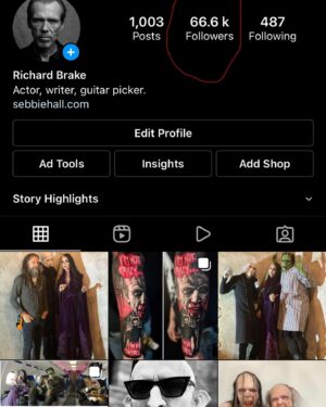 Richard Brake Instagram - Apt number of followers today.
