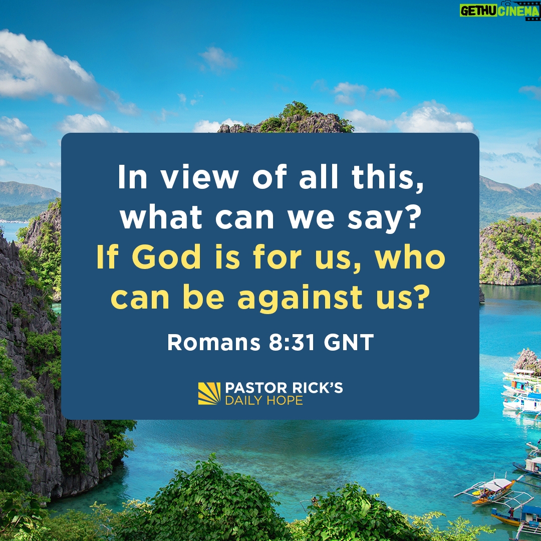 Rick Warren - 2.4K Likes - If you recognize how much God is for you, it gives you the ability to withstand tremendous rejection from other people. Discover more in today’s #DailyHope devotional. Click the link in profile or visit http://bit.ly/pastorrick.