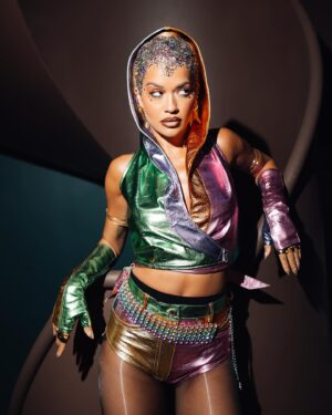 Rita Ora Instagram - PRIDE. AND THAT’S ALL. 🏳️‍🌈❤️🙌🥰 📸 by my love @tiziano.raw hair and make up by my girl @lisalaudat1 family made a pride special set for me @pippa.atkinson A girl Gota dream to be a show girl once or twice in her life!