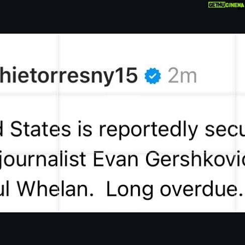 Ritchie Torres - 1.6K Likes - The United States is reportedly securing the release of journalist Evan Gershkovich and US Marine Paul Whelan. Long overdue.