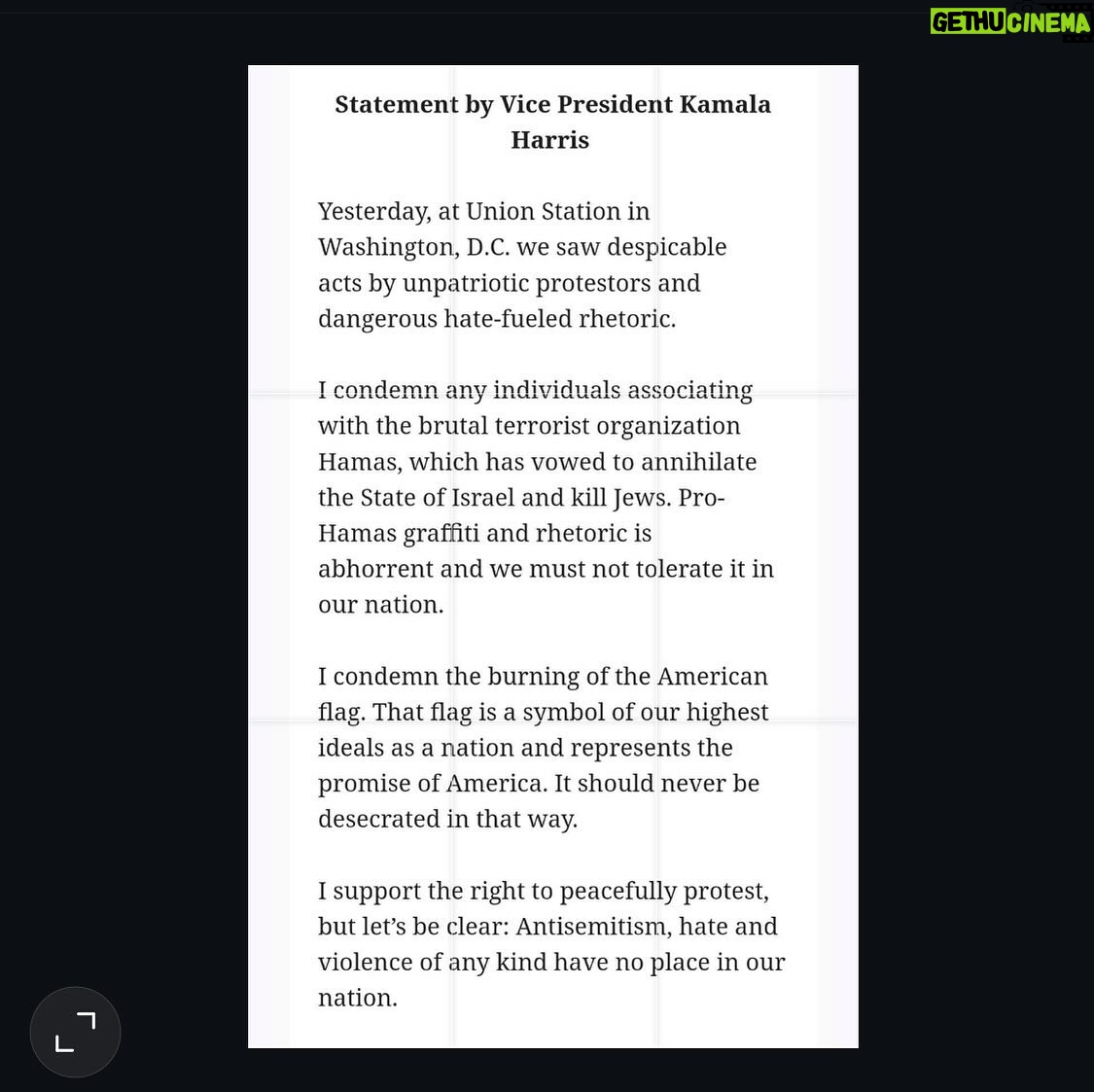 Ritchie Torres - 9K Likes - Thank you Vice President Kamala Harris for speaking out clearly and forcefully against the antisemitic protests that took hold at Union Station.
The Vice President rightly denounces the antisemitic vandalism, vitriol, and violence as “unpatriotic” and “dangerous.”