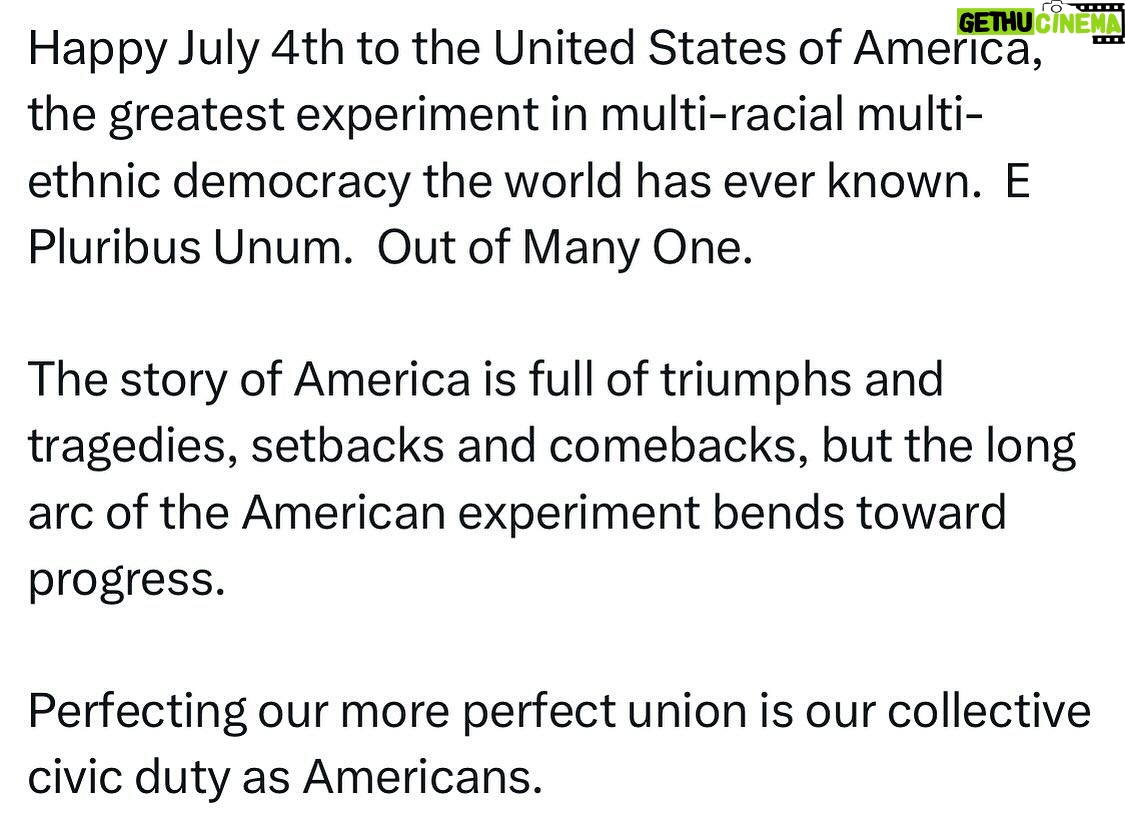 Ritchie Torres - 2.6K Likes - Happy July 4th to the United States of America, the greatest experiment in multi-racial multi-ethnic democracy the world has ever known. E Pluribus Unum. Out of Many One.
The story of America is full of triumphs and tragedies, setbacks and comebacks, but the long arc of the American experiment bends toward progress.
Perfecting our more perfect union is our collective civic duty as Americans.