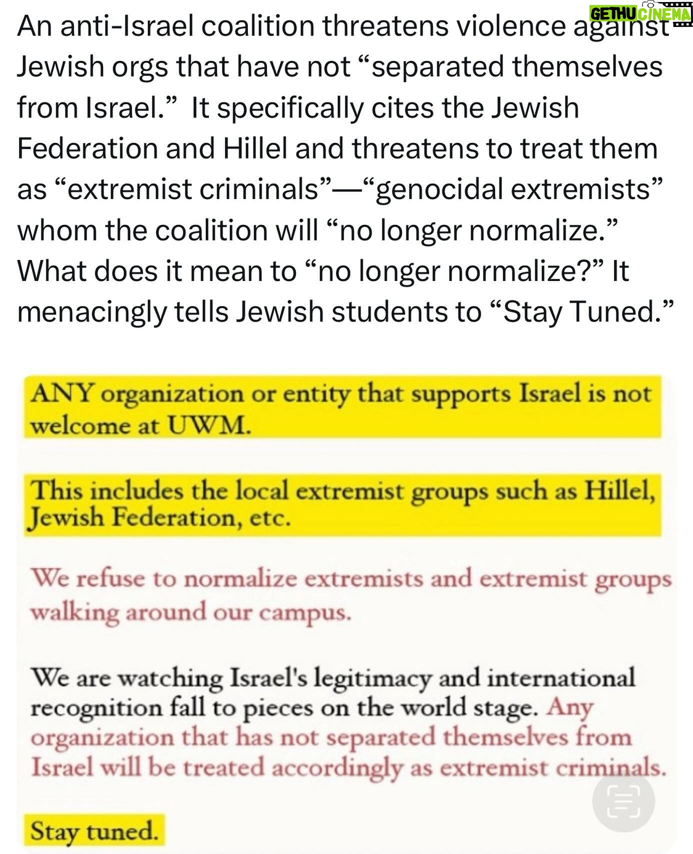 Ritchie Torres - 4.9K Likes - An anti-Israel coalition threatens violence against Jewish orgs that have not “separated themselves from Israel.” It specifically cites the Jewish Federation and Hillel and threatens to treat them as “extremist criminals”—“genocidal extremists” whom the coalition will “no longer normalize.” What does it mean to “no longer normalize?” It menacingly tells Jewish students to “Stay Tuned.”
