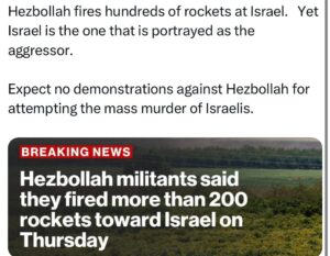 Ritchie Torres Instagram - Hezbollah fires hundreds of rockets at Israel.  Yet Israel is the one that is portrayed as the aggressor. 

Expect no demonstrations against Hezbollah for attempting the mass murder of Israelis.
