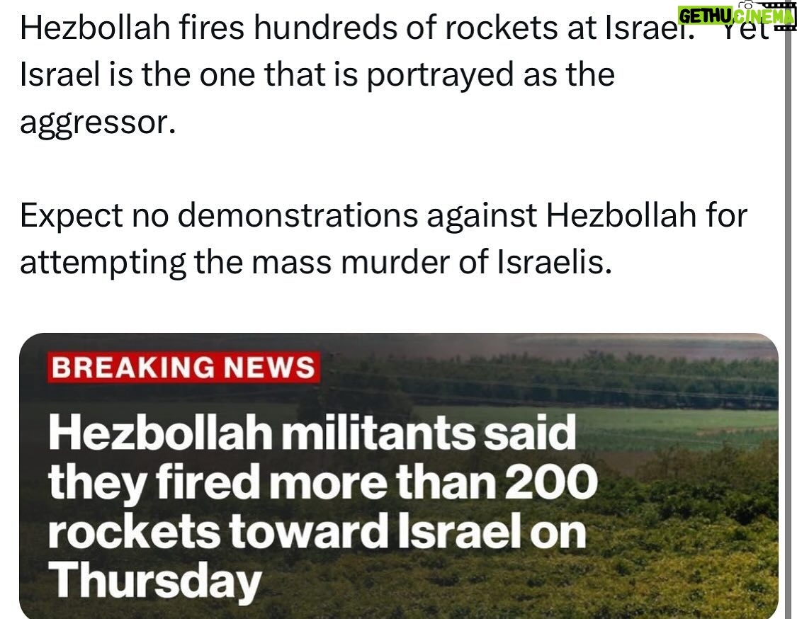 Ritchie Torres - 6.3K Likes - Hezbollah fires hundreds of rockets at Israel. Yet Israel is the one that is portrayed as the aggressor.
Expect no demonstrations against Hezbollah for attempting the mass murder of Israelis.