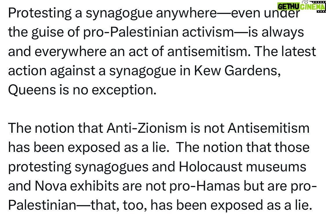 Ritchie Torres - 7K Likes - Protesting a synagogue anywhere—even under the guise of pro-Palestinian activism—is always and everywhere an act of antisemitism. The latest action against a synagogue in Kew Gardens, Queens is no exception.
The notion that Anti-Zionism is not Antisemitism has been exposed as a lie. The notion that those protesting synagogues and Holocaust museums and Nova exhibits are not pro-Hamas but are pro-Palestinian—that, too, has been exposed as a lie.