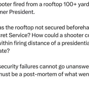 Ritchie Torres Instagram - The shooter fired from a rooftop 100  yards from the former President. 

Why was the rooftop not secured beforehand by the Secret Service? How could a shooter come so easily within firing distance of a presidential candidate? 

These security failures cannot go unanswered.  There must be a post-mortem of what went wrong.