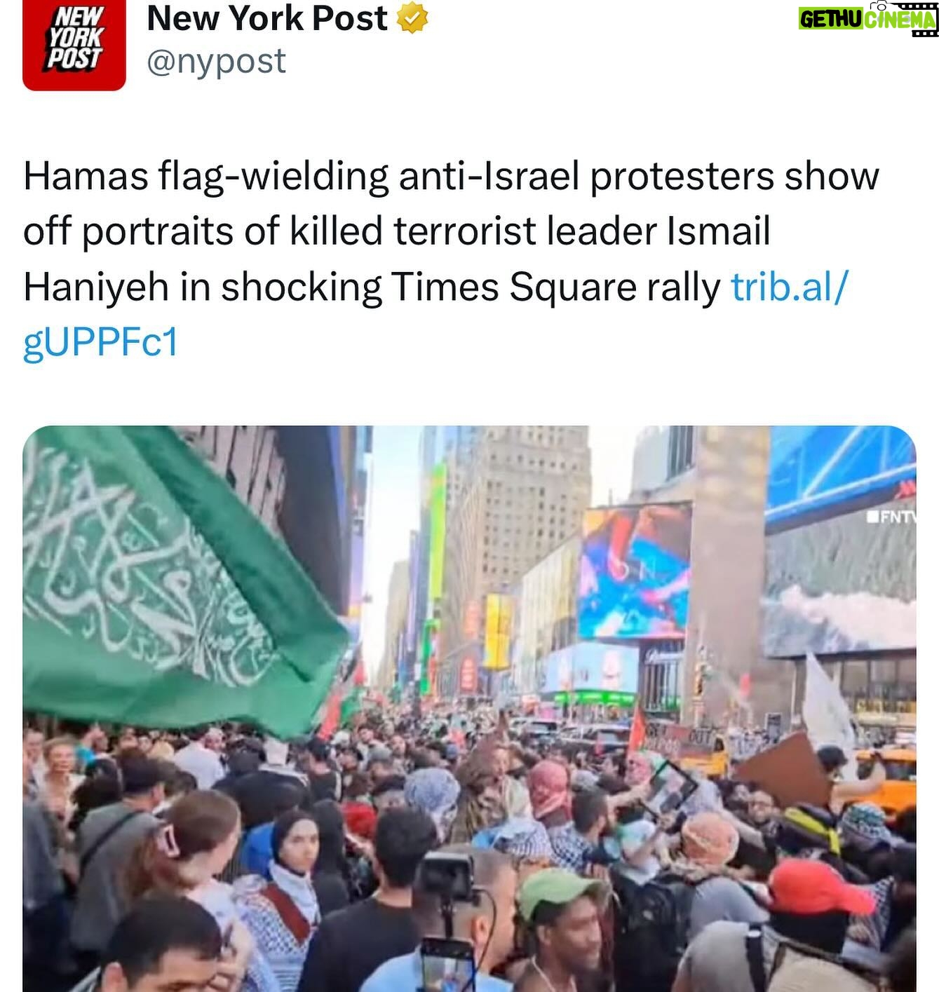 Ritchie Torres - 11.4K Likes - If you are waving a Hamas flag in the heart of Times Square to protest the death of one of the world’s worst terrorists, Ismail Haniyeh, you are not “pro-Palestinian.” You are pro-Hamas, anti-Israel, anti-American—anything but “pro-Palestinian.”
Shilling for a barbaric terrorist organization that murdered 1200 Israelis and abducted civilians as old as 86 and as young as 9 months is itself barbaric.