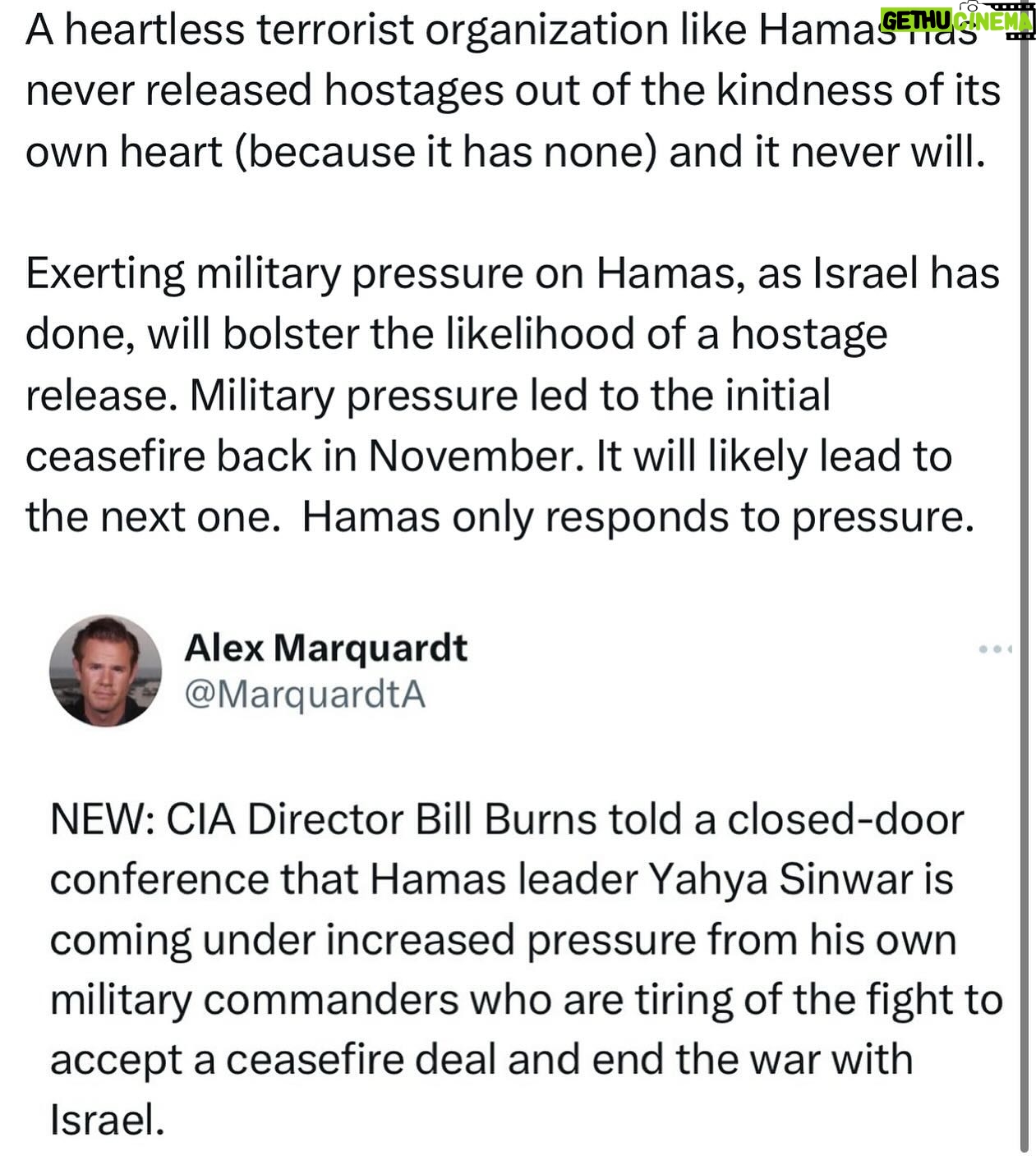 Ritchie Torres - 4.9K Likes - A heartless terrorist organization like Hamas has never released hostages out of the kindness of its own heart (because it has none) and it never will.
Exerting military pressure on Hamas, as Israel has done, will bolster the likelihood of a hostage release. Military pressure led to the initial ceasefire back in November. It will likely lead to the next one. Hamas only responds to pressure.