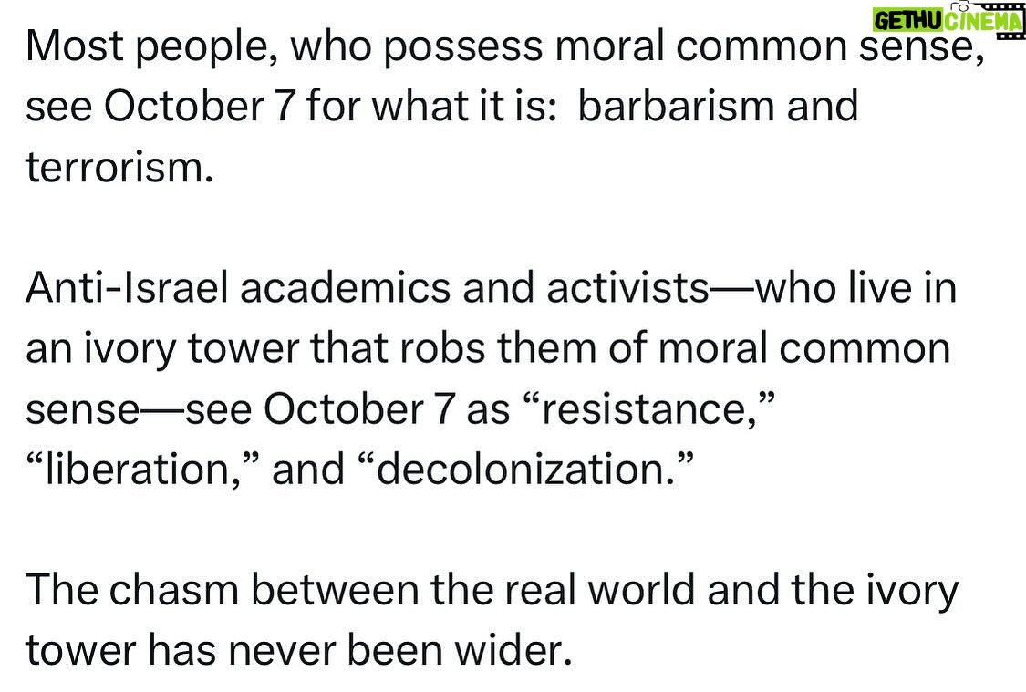 Ritchie Torres - 6.2K Likes - Most people, who possess moral common sense, see October 7 for what it is: barbarism and terrorism.
Anti-Israel academics and activists—who live in an ivory tower that robs them of moral common sense—see October 7 as “resistance,” “liberation,” and “decolonization.”
The chasm between the real world and the ivory tower has never been wider.