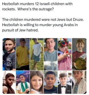 Ritchie Torres Instagram - Hezbollah murders 12 Israeli children with rockets.  Where’s the outrage? 

The children murdered were not Jews but Druze.  Hezbollah is willing to murder young Arabs in pursuit of Jew hatred.