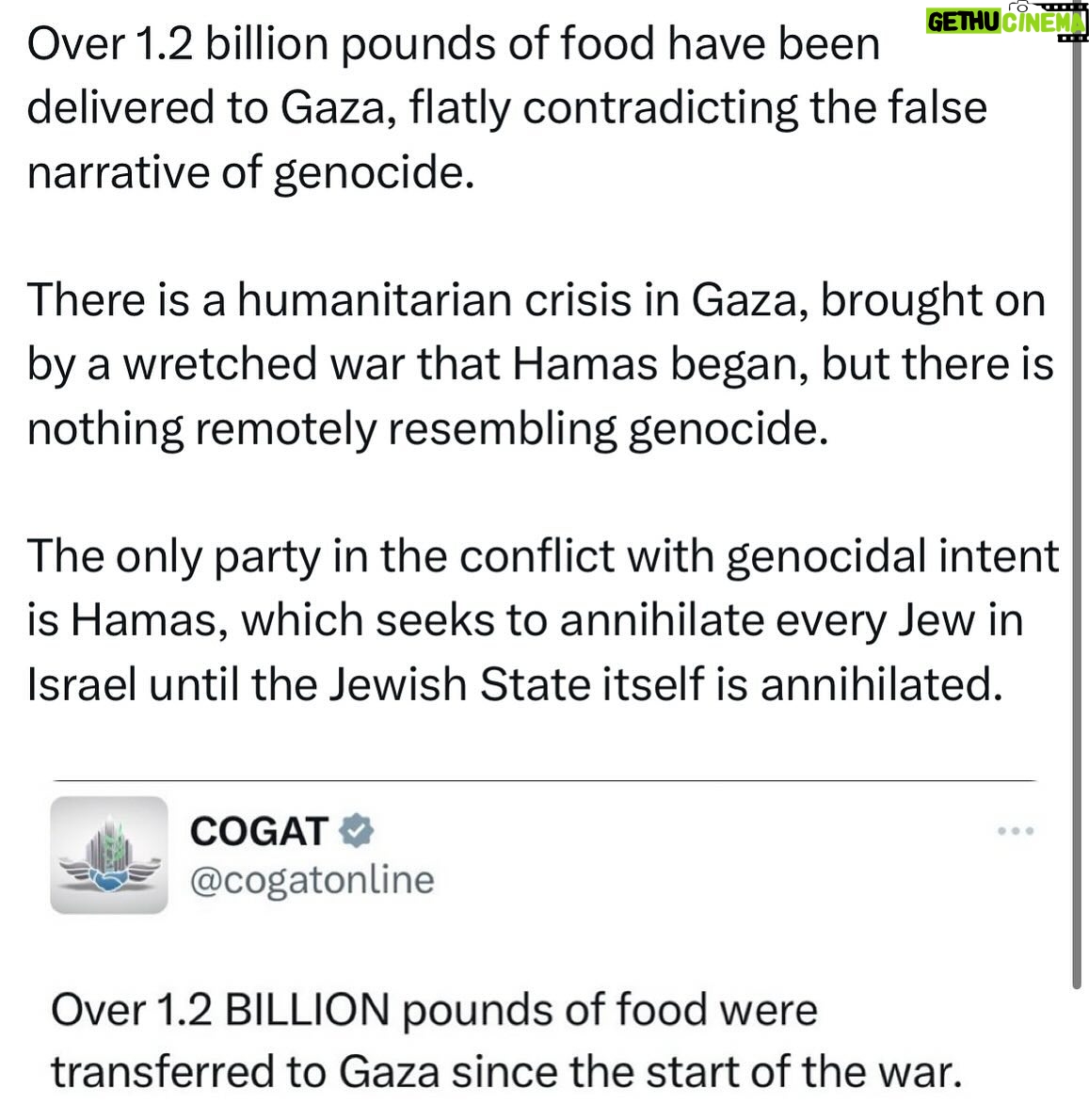 Ritchie Torres - 7.8K Likes - Over 1.2 billion pounds of food have been delivered to Gaza, flatly contradicting the false narrative of genocide.
There is a humanitarian crisis in Gaza, brought on by a wretched war that Hamas began, but there is nothing remotely resembling genocide.
The only party in the conflict with genocidal intent is Hamas, which seeks to annihilate every Jew in Israel until the Jewish State itself is annihilated.