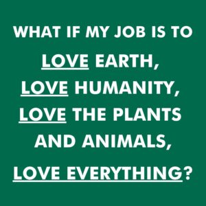 Rob Greenfield Instagram - What if my job is to love the Earth, love humanity, love the plants and animals, love everything?

To make this love central to my being. Central to my thoughts. Central to my words. Central to my actions. Walking as if every step were an offering of my love for Mother Earth… 

To love this Earth so deeply and passionately that others felt the love in my presence. In feeling this love, they fall more deeply in love with Earth, with life, with everything.

To carry out this love in a practical way by living in harmony with this Earth and the plants and animals we share this home with.

To teach this living in love to others on this path through practical and accessible means.

For over a decade I have contemplated how I can simplify my life and my mission down to one central concept. One simple ethos. One aspect to fully immerse myself in, to focus on with utter depth and clarity, to give my life to…

What if my job is to be deeply in love?

To practice love every day. 
To shed everything within me that is not love.
To think love. To speak love. 
To embody love into everything I do.
To bring a platonic loving energy with me everywhere I go.

What if my job is to love?

Love,
Robin