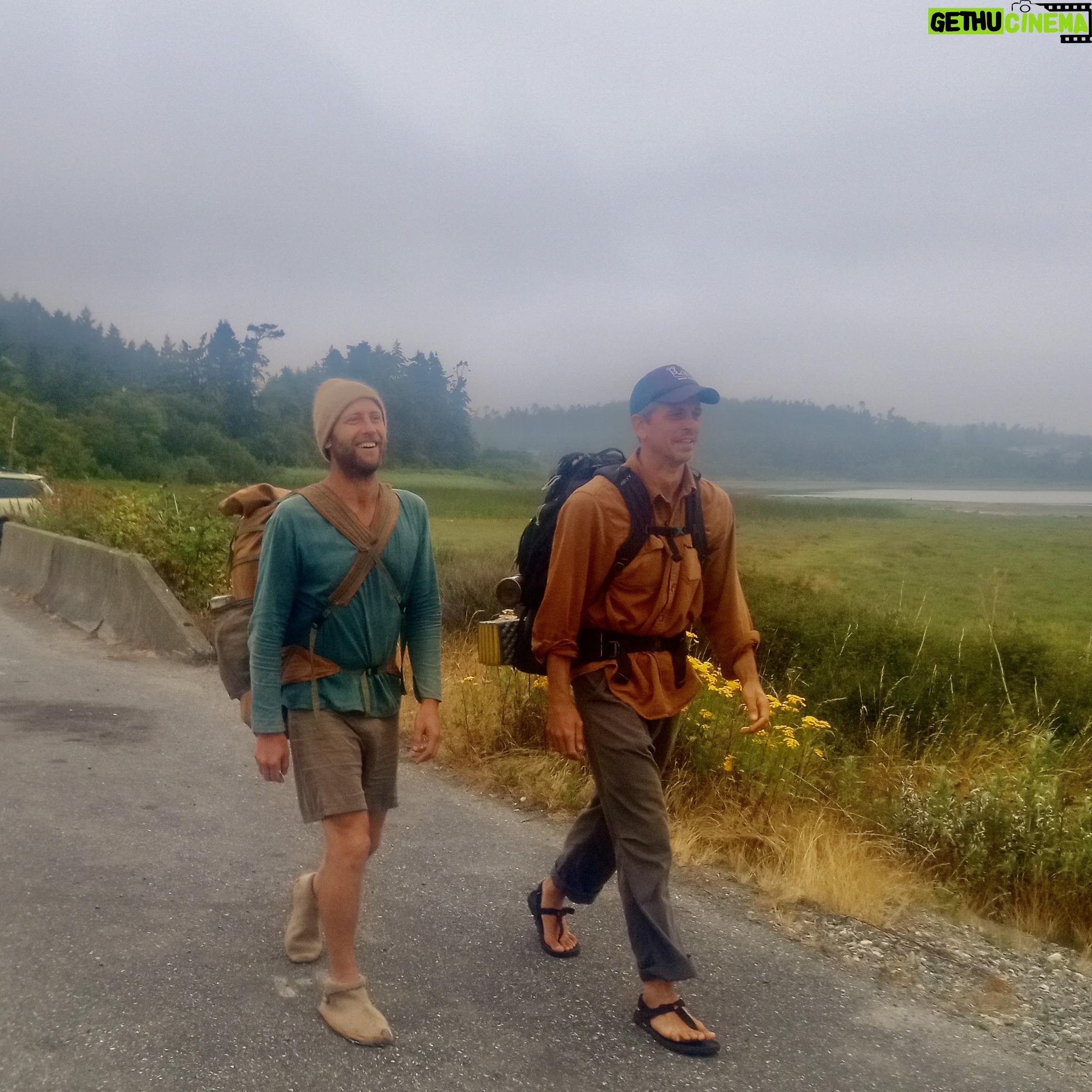 Rob Greenfield - 1.2K Likes - Hello from the road Dear Friends!
I am 95 miles into my walk down the Pacific Coast from Canada to Los Angeles.
This is already the longest walk on roads that I have ever done by far. I didn’t do any training. I just started walking…
So far it has been much more challenging than expected. I’ve walked barefoot for 35 miles and the rest has been done with my homemade, handmade wool and leather shoes.
This has been a very educational experience in simple and sustainable living as far as taking on an endurance endeavor with solely natural fiber, homemade clothing.
My legs and feet have been quite sore and after a couple days I wasn’t sure what I was going to do or how I’d even make it… But I’ve found my walking legs with more confidence now.
I’m currently working on felting thick wool inserts and sewing on thicker leather soles that won’t wear through as quickly. I’m taking a few rest days in Port Townsend right now.
I have not been alone. From the border 6 friends joined me for the first few miles.
My Dear Friend Brent @societyofsmiles called me up just before I was scheduled to begin and we are walking the whole state of Washington together. It has been a very beautiful experience and I’m very grateful for Brent’s support! When I first decided I wanted to do this walk, Brent
Immediately came in mind for a partner!
We have been supported by numerous people along the way, being welcomed into their homes and offered meals. In a time when I see so much separation and polarization I am feeling my connection with humanity deepened. We don’t have a support vehicle, but I wouldn’t call this self-supported either. This is a community-support walk.
The journey continues from here through Washington, Oregon and California along the Pacific Coast, mostly along roads. All are welcome to join and I will be hosting gatherings in the weeks and months ahead (Port Townsend event next week). If you are interested in getting involved in any way, I have shared the route, schedule and information on how to support on the website (link in bio). There is also a newsletter and Facebook group you are welcome to join.
Love,
Robin