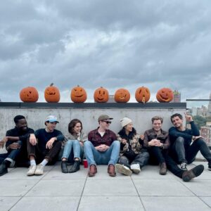 Rob Heaps Instagram - Pumpkin carving with this brilliant and daft bunch, already so excited for this show! #partnertrack (yes we are each sitting beneath our spirit 🎃)