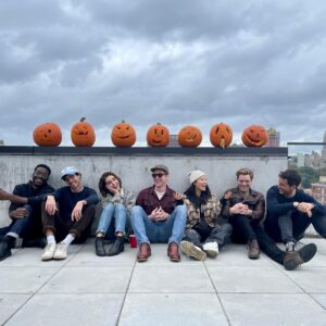 Rob Heaps Instagram - Pumpkin carving with this brilliant and daft bunch, already so excited for this show! #partnertrack (yes we are each sitting beneath our spirit 🎃)