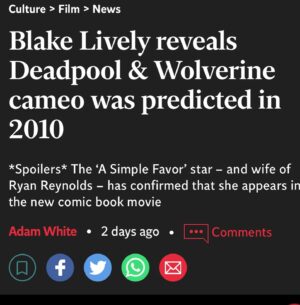 Rob Liefeld Instagram - Feeling Fuzzy over all the Buzzy-Buzzy. Ever since @blakelively revealed Lady Deadpool secrets, my alerts can’t stop going crazy! If you have any doubt as to who not only MOVES the needle but absolutely OWNS THE NEEDLE, make no doubt it is Ms. Lively in an absolute landslide! Actress, Fashion Icon and Entrepreneur Supreme, I’d say this target hit its mark, bullseye! Who knew???