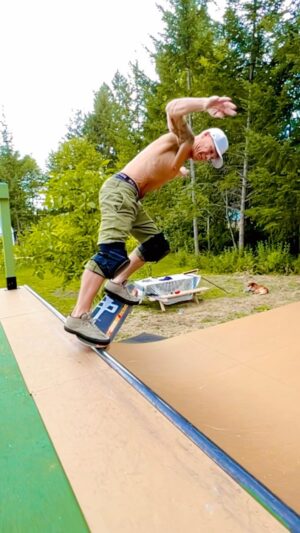 Rob 'Sluggo' Boyce Instagram - The fun continues 🙌 really stoked on frontside 50/50 to fakie. Never did those as a kid. #thankyouskateboarding #stoked #miniramp #gratitude #blue #sun #skateordie #pma #foreveryoung