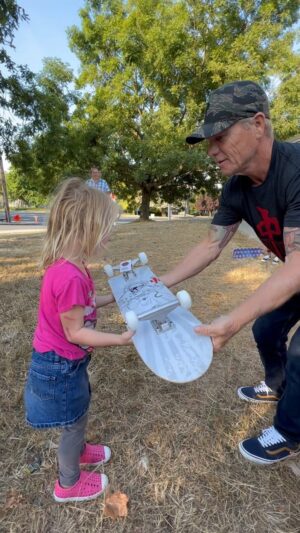 Rob 'Sluggo' Boyce Instagram - I love giving people their very first skateboard. This weekend in Victoria BC, was particularly magical. Giving out skateboards at a brand new skatepark is a recipe for success. I watched countless kids take their very first roll on boards I just handed them. It felt good 😊
@thereddragons made this possible 🀄️🙏
#thankyouskateboarding #skateboarding #skateboard #gratitude #skateboardingisfun #firstboard #victoriabc #canada