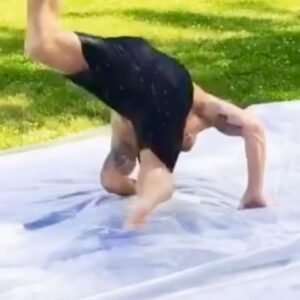 Rob 'Sluggo' Boyce Instagram - I learnt how to do these when I was 13. That’s damn near 40 years of windmills. Crazy 🤪 #foreveryoung #bboy #breaker #breakin #skater #windmills #healthy #slipandslide #water #sun #gratitude