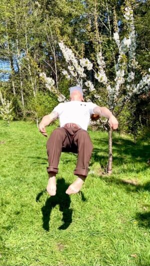 Rob 'Sluggo' Boyce Instagram - Use it or lose it. Very grateful my body allows me to do these sorts of things. After hibernating most of the winter, it felt really good to test myself a bit. I did 13 backflips today and the only landed on my face once. Forever young, it’s a choice. 
#gratitude #foreveryoung #backflip #raiseyourvibration #bekind @thereddragons