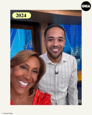 Robin Roberts Instagram - He is collecting selfies like they’re infinity stones! 🤳

Long before he worked here, our booking producer @tommyfoster_’s family made it a tradition to stand outside our GMA studio and grab pics with our co-hosts — and this morning, he finally got his selfie with @robinrobertsgma LIVE from the anchor desk. 

Swipe 👉 to see more.