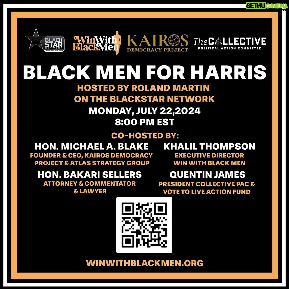 Roland S. Martin - 2.4K Likes - The #WinWithBlackMen call supporting @KamalaHarris is LIVE! Go to Youtube.com/RolandSMartin NOW. We have already raised $130,000. Give NOW at secure.actblue.com/donate/tcp-kamala