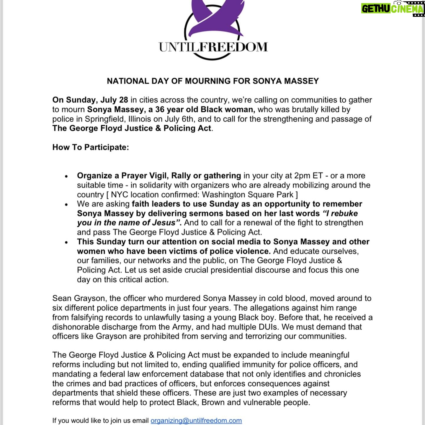 Roland S. Martin - 6.3K Likes - The folks at @untilfreedom will have a 10-city National Day of Mourning for Sonya Massey, the Illinois woman murdered by a deputy sheriff in her own home.