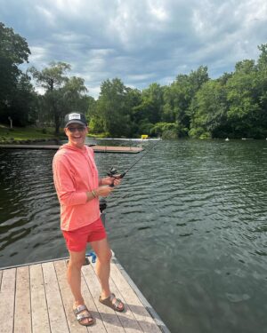 Ross Mathews Instagram - There’s something fishy about this butch fisherman! 🎣 🐟 I used to fish all the time with my dad as a little kid. Turns out I’ve still got it - I tied up all our hooks and bait myself. I got two on the line, but lost them. My hubby actually caught one! I could do this every day - it’s cheaper than sushi in the city! 🍣