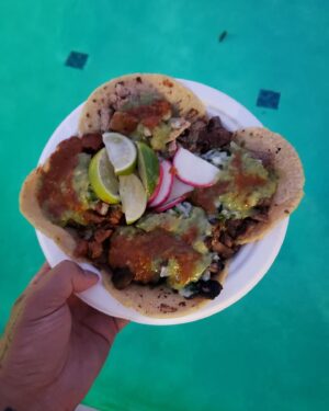 Roy Choi Instagram - Quesadillas 
Mulitas
Tacos
Asada
Poolside
Catering.
Tacos Por Vida