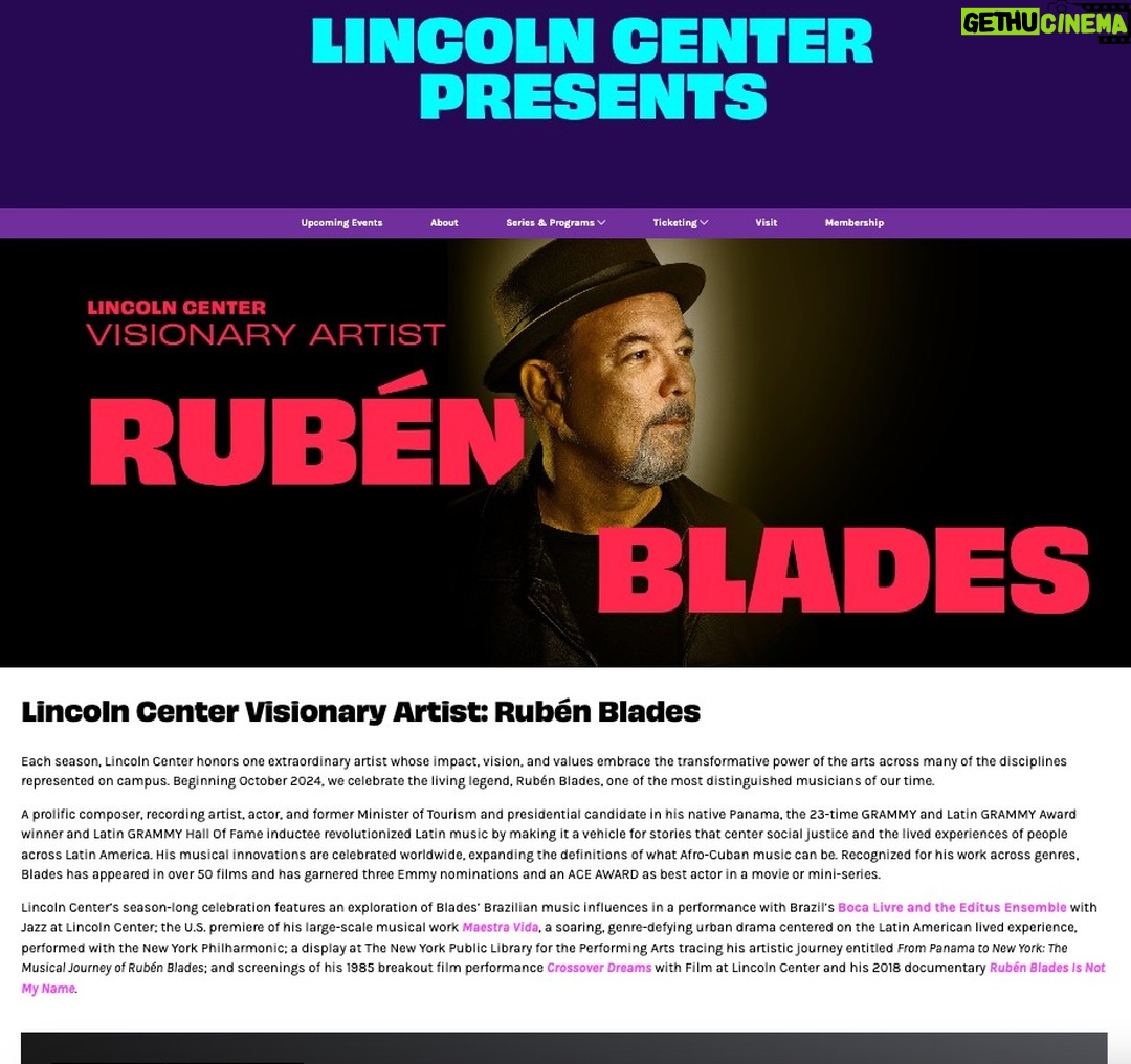 Rubén Blades - 2.5K Likes - LINCOLN CENTER "VISIONARY ARTIST" RUBEN BLADES
Programación en el Lincoln Center de New York:
2024 | Octubre 18 y 19
Rubén Blades con Boca Livre & Editus Ensamble
2024 | Noviembre 6
Proyección de "Yo no me llamo Rubén Blades" (film de Abner Benaim)
2025 | Marzo 30 y 21
"Maestra Vida" Rubén Blades con la la New York Philarmonic.
2025 | Mayo 14
Proyección de y conversatorio, "Crossover Dreams"
-
Más información👇
lincolncenter.org
@lincolncenter @jazzdotorg