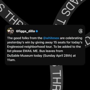 S. Dilla Thomas Instagram - We leave at 11am today. Email me to be added to the list.