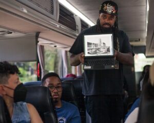 S. Dilla Thomas Instagram - It’s been a week to talk about legacies and today was no different! 

🚌 Today we took a Mahogany Tour of the west side with @6figga_dilla and learned SO MUCH! 

😎 We were rolling deep with Hamilton Park, Austin Townhall and Fellowship TRACErs @teensreimagining  together for this fun tour. We saw many spots and Dilla had a story for us for each one. From the old Sears building, and Sears Tower to @thebeelovecafe where we got to try to come west side made honey 🍯 and it was so yummy!

🐝Bee Love Cafe! You were so sweet to us! We really enjoyed hearing about your business and sampling those tasty smoothies. 

✨We ended our tour on the block that Reverend Dr. Martin Luther King Jr lived in in his time in Chicago. It was really powerful to stand on the block where he called home while he was here. 

Every day our TRACErs are learning about this city of big shoulders they call home and about the stories and legacies of those who came before them.

📷 @allyalmorephoto