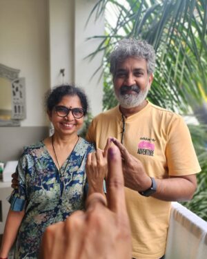 S. S. Rajamouli Instagram - Flew from Dubai… Rushed to the polling booth directly from the airport, hence the tired looks. 🙂 

Done! 

YOU?