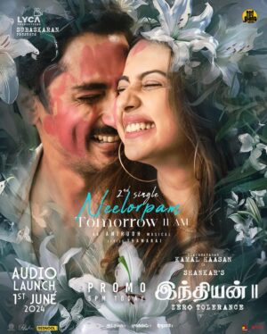 S. Shankar Instagram - Neelorpam | Chengaluva | Dhaage - 2nd single promo today at 5 pm . Full Song from tomorrow at 11 Am 

Ulaganayagan @ikamalhaasan 
An @anirudhofficial Musical 
Lyricist 
Tamil - @kavignarthamarai 
Telugu - saraswatiputra ramajogayyasastry
Hindi - @manojmuntashir 
@worldofsiddharth @rakulpreet @kajalaggarwalofficial @priyabhavanishankar @iam__sjsuryah @thondankani @actorsimha 
#vivek #nedumudivenu #Brahmanandam #manobala 
@lycaproductions @redgiantmovies_ @sonymusic_south @sonymusicindia 
#indian2 #bharateeydu2 #hindustani2