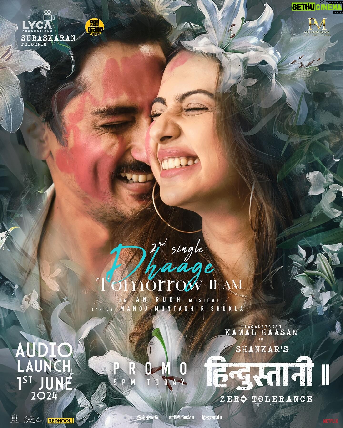 S. Shankar - 20.6K Likes - Neelorpam | Chengaluva | Dhaage - 2nd single promo today at 5 pm . Full Song from tomorrow at 11 Am
Ulaganayagan @ikamalhaasan
An @anirudhofficial Musical
Lyricist
Tamil - @kavignarthamarai
Telugu - saraswatiputra ramajogayyasastry
Hindi - @manojmuntashir
@worldofsiddharth @rakulpreet @kajalaggarwalofficial @priyabhavanishankar @iam__sjsuryah @thondankani @actorsimha
#vivek #nedumudivenu #Brahmanandam #manobala
@lycaproductions @redgiantmovies_ @sonymusic_south @sonymusicindia
#indian2 #bharateeydu2 #hindustani2