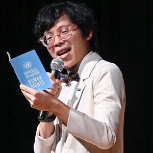 Sam See Instagram - Throwback to when the Country of Sweden sponsored me to make jokes with the UN Declaration of Human Rights. A weird sentence, but a fun night with @ohchr_asia! Shall we do it again sometime?

#HumanRights75 #standup4humanrights #standupcomedy #asiancomedy #lgbtq🌈 #bowtie #bowtiestyle