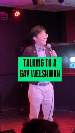 Sam See Instagram - Talking to a Gay Welshman 🏴󠁧󠁢󠁷󠁬󠁳󠁿

Filmed in Swansea with @stone.circle.comedy 

#standupcomedy #comedy #funny #crowdwork #asiancomedy #lgbtqcomedy #swansea #wales
